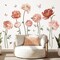 Pink Peony Rose Flower Wall Stickers Boho Floral Peel and Stick Wall Art Decals (Pink)